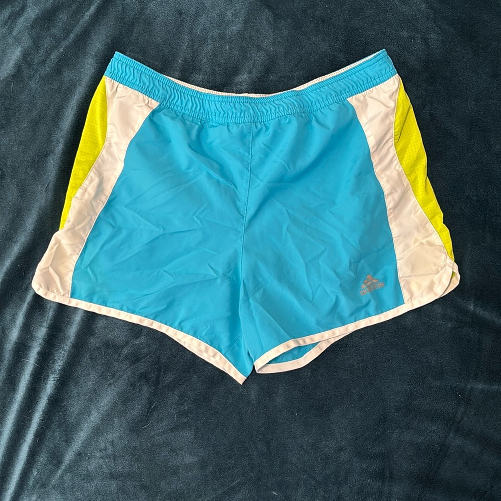 Adidas S Lined Shorts Blue,Lime Green and White